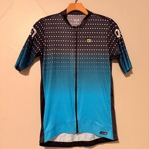 ALE Cycling Jersey Women XL Full Zip Short Sleeve Blue Black Made In Italy‎